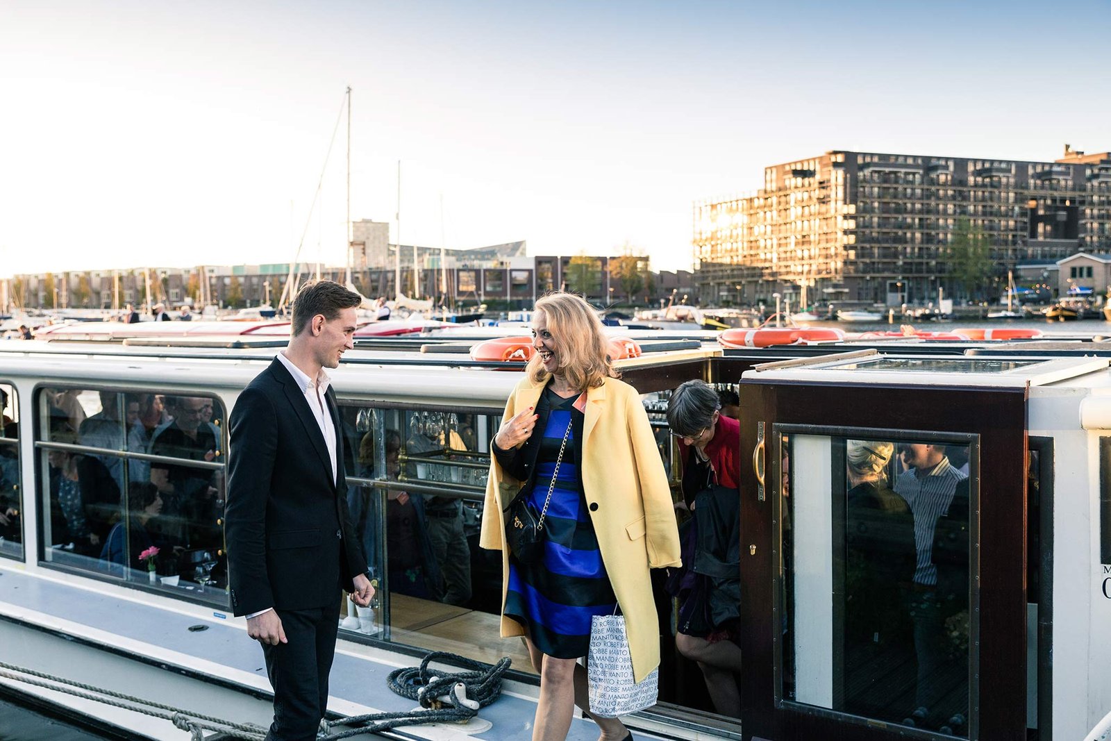 Company Event in Amsterdam Guests getting of boat ride