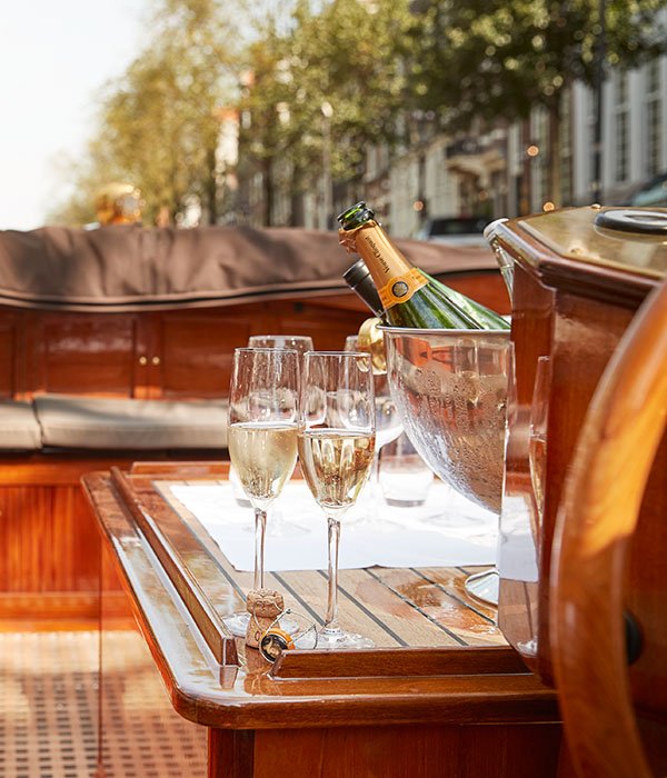 Canal boat event with drinks in the Netherlands